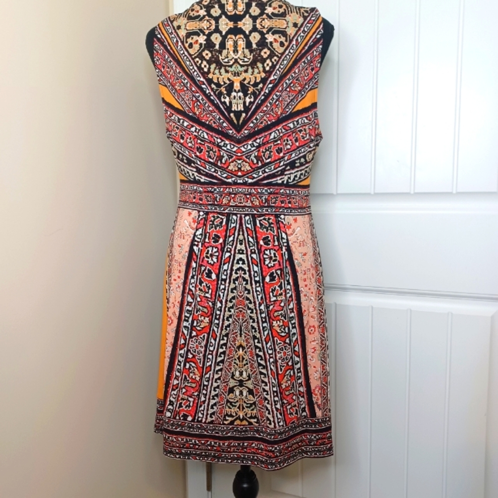 Hale Bob Denise Y2K Stretch Jersey Mini Dress Sz Med Southwestern Aztec Mosaic - Picture 6 of 13
